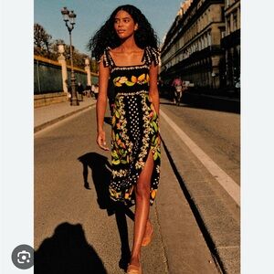 FARM Rio x Sezane Floral Black Midi Dress